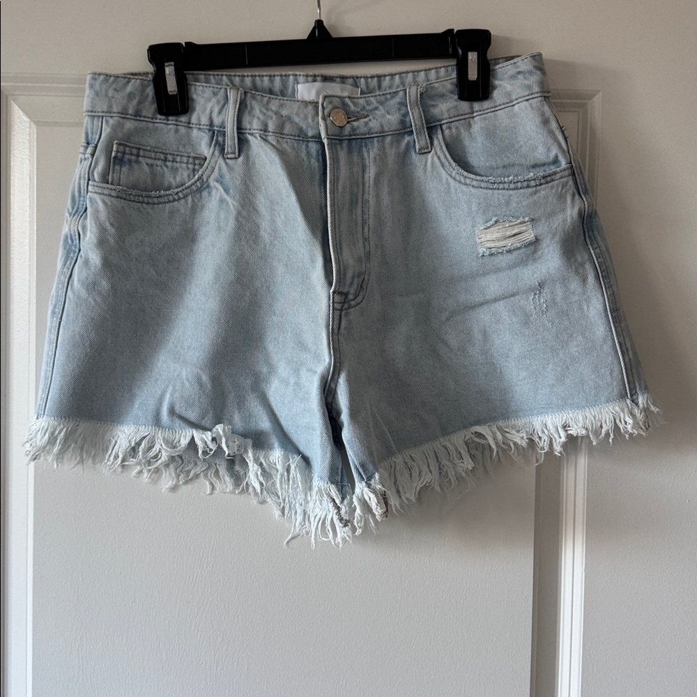 Light Blue Distressed Jean Shorts